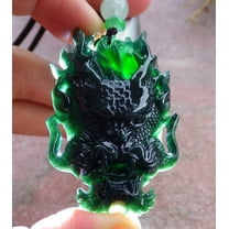 Certified Icy Green Burma 100% Natural A Jade jadeite Pendant Dragon Head Necklace 669078 TN