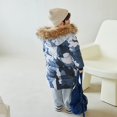 thumbnail image 5 of Ruyang Girls Padded Puffer Coat Boys Furry Hooded Camouflage Parka Coats Long Down Quilted Jackets Warm Zip Up Outwear, 5 of 5