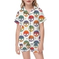 thumbnail image 5 of SJLDQY Girls Halloween Pajama Sets Skull Graphic Short Sleeve Shirts and Shorts 2 Piece Sets Casual Hallowmas Sleepwear Button Down Pjs Sets, 5 of 5