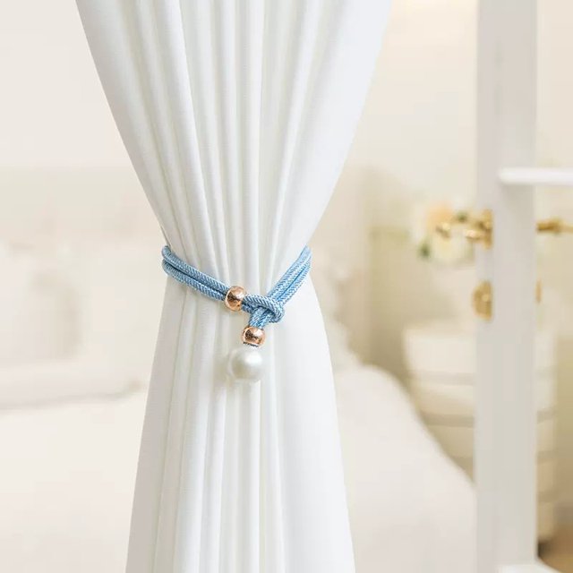 Par de correas de perlas de noche para fijar cortinas, cuerda de almacenamiento de lujo ligera, hebilla para atar, correa de cuerda para plegar
