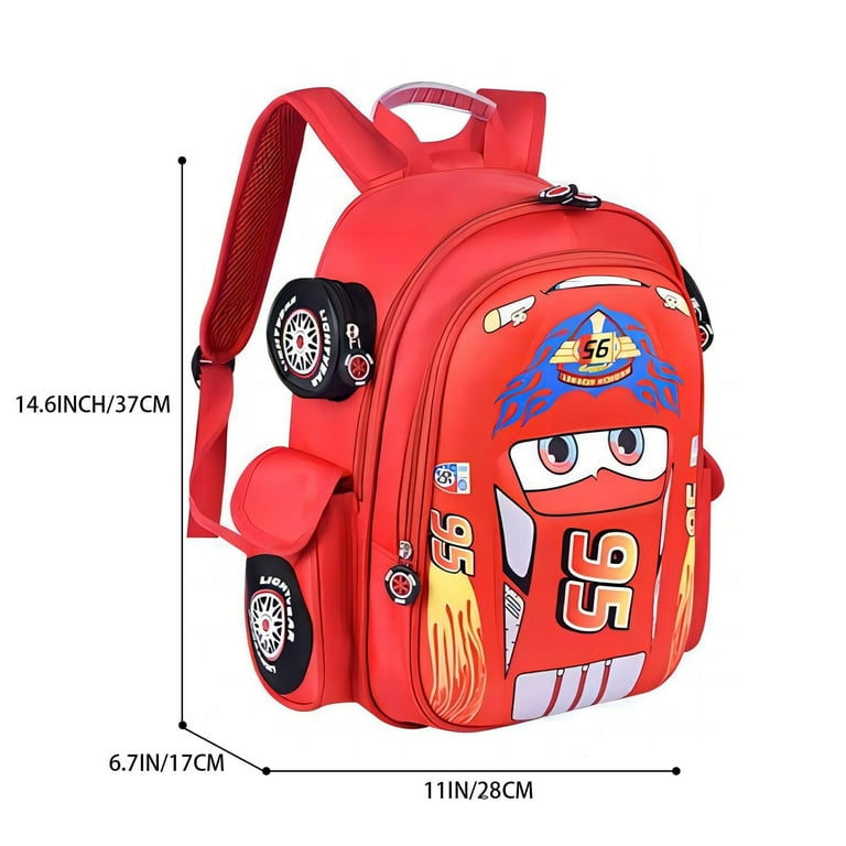 Cars Lightning McQueen Backpack 3D Pocket Cartoon Backpack Mini Red Racing Backpack