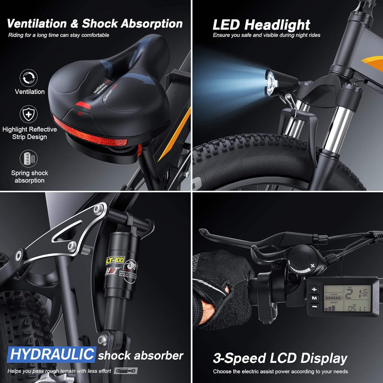TotGuard 26"x4" Electric Bike, Fat Tire 500W Ebike, Foldable Electric Bicycles E Bikes for Adults Electric 48V 10Ah Battery, Dual Shock Absorber, Lockable Fork UL2849
