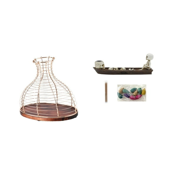 Portacorchos de vino,Soporte de metal para corcho de vino,tapón de exhibición para vino,Porta incienso,Figura de escritorio con quemador de incienso de barco con calavera,Estatua de barco con