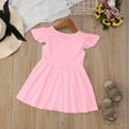 thumbnail image 5 of Toimothcn Children Girls Dresses Ruffled Sleeve Solid Color Pleated Dress Soft Breathable Summer Dresses Comfy Girls Sundress, 5 of 5