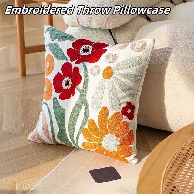 Fundas de almohadas decorativas bordadas bohemias MEHOOM, almohadas decorativas de otoño, almohadas florales bohemias, fundas de almohadas de 18 x 18 pulgadas para otoño para ropa de cama, sofá,
