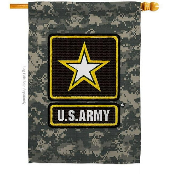 Breeze Decor  US Army Camoflash House Flag Armed Forces 28 x 40 in. Double-Sided Decorative Vertical Flags for Decoration Banner Garden Yard Gift