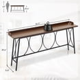 thumbnail image 4 of Ktaxon Mid-Century Modern 82-inches Bar table, Long Pub Table with Curved Metal Frame, Rustic Brown Counter Height Desk for Dining Room, Kitchen, Bar, Brown, 4 of 10