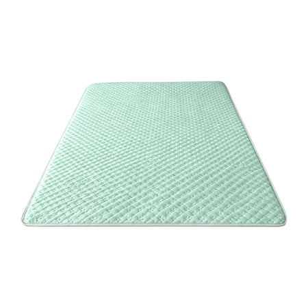 Cooling Breathable Summer Sleeping Mat with Ice Silk Fabric Washable Foldable Bed Pad for Hot Weather Bedroom Moisture Wicking Mattress Topper (Mint Green XL)
