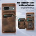 thumbnail image 2 of ELEHOLD for Google Pixel 7,Luxury Zipper Wallet Case with Card Slots Zipper Pocket Kickstand Function Wriststrap Crossbody Shoulder Strap Shockproof Purse Case,brown, 2 of 7