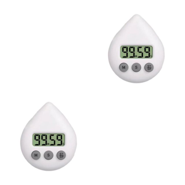 Inteprter Water Drop Sucker Digital Timer Cronómetro Cuenta regresiva Pantalla grande Manual Despertador Cocina Cocina Recordatorio Dispositivo Blanco 2Conjunto