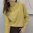 thumbnail image 3 of Suéter elegante de cuello alto medio para otoño e invierno, jersey liso de moda para mujer, jersey tejido con mangas abullonadas, jersey holgado, 3 of 5