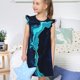 thumbnail image 4 of Fotbe Blue Marble And Gold Vestido de Dormir para Niñas de 3 a 10 Años, Mangas Cortas, Estilo Princesa, Pijama Camisón con Mangas Voladas-Small, 4 of 6