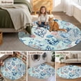 thumbnail image 5 of Round Rugs 3.3Ft, Blue Teal Pink Coastal Round Area Rug Washable Indoor Throw Carpet, Summer Beach Nautical Coral Starfish Soft Non Slip Circle Rug for Laundry Room Patio Home Decor Aesthetic, 5 of 8