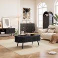 thumbnail image 3 of 39.4" Oval Lift Top Coffee Table with Hidden Storage Compartment - Black, 3 of 8