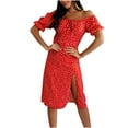 thumbnail image 1 of Elasticidad para las mujeres verano estampado tubo Tops Casual Sexy fuera del hombro Split vestido de vacaciones Pompotops ghjkhdj18219, 1 of 1