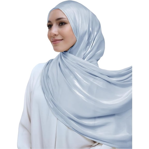 Women Premium Hijab Head Scarf Lightweight Shimmer Scarves Crepe Wedding Shawls Shiny Wraps for Evening Dresses