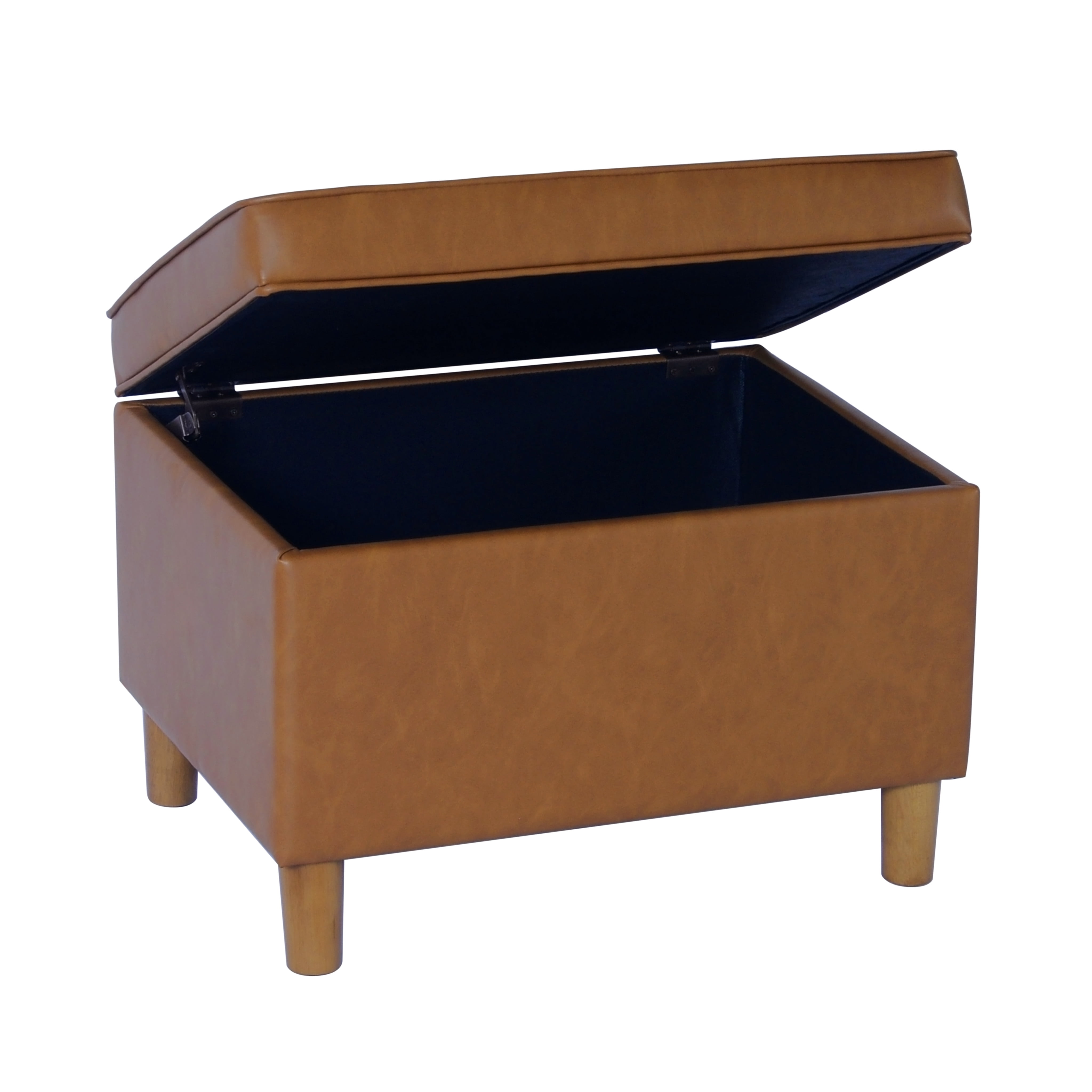 HomePop Dinah Storage Ottoman, Carmel faux leather