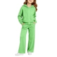 thumbnail image 2 of KAUOD Kids 2 Piece Zipper Hoodies Set Plain Fleece Hoodie Sweatshirts Joggers Sweatpants Outfits Boys Girls Sport Clothes, 2 of 6