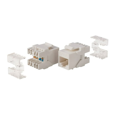 UPC: 0889028037997 | Monoprice Cat6 RJ45 180-Degree Dual IDC Keystone for 22-24AWG Solid Wire  White