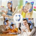 thumbnail image 5 of Rirool Cat Ear Bluetooth Headphones for Kids Girls - Wireless Headset w/Mic, 94dB Volume Limit, LED Lights, Foldable, for School/Travel Blue, 5 of 10