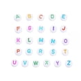 thumbnail image 2 of U8MO 20 Alphabet Letter Beads 1 Letter You Pick 7mm White Rainbow Flat Coin -N, 2 of 2