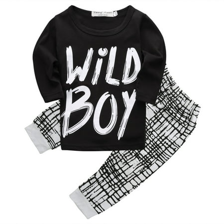 

2PCS Boy Clothes Newborn Baby Boy Casual Letter Long Sleeve Cotton T Shirt Top+Pants Outfits Set Clothes