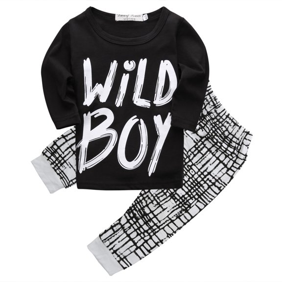 Toddlers Baby Boys Clothes Set Long Sleeve Wild Boy T-Shirt Top Pants Leggings Outfit Winter Spring