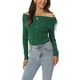 thumbnail image 4 of Suéter de punto acanalado casual de manga larga sin hombros para mujer Inspire Chic, color verde, talla L, 4 of 6