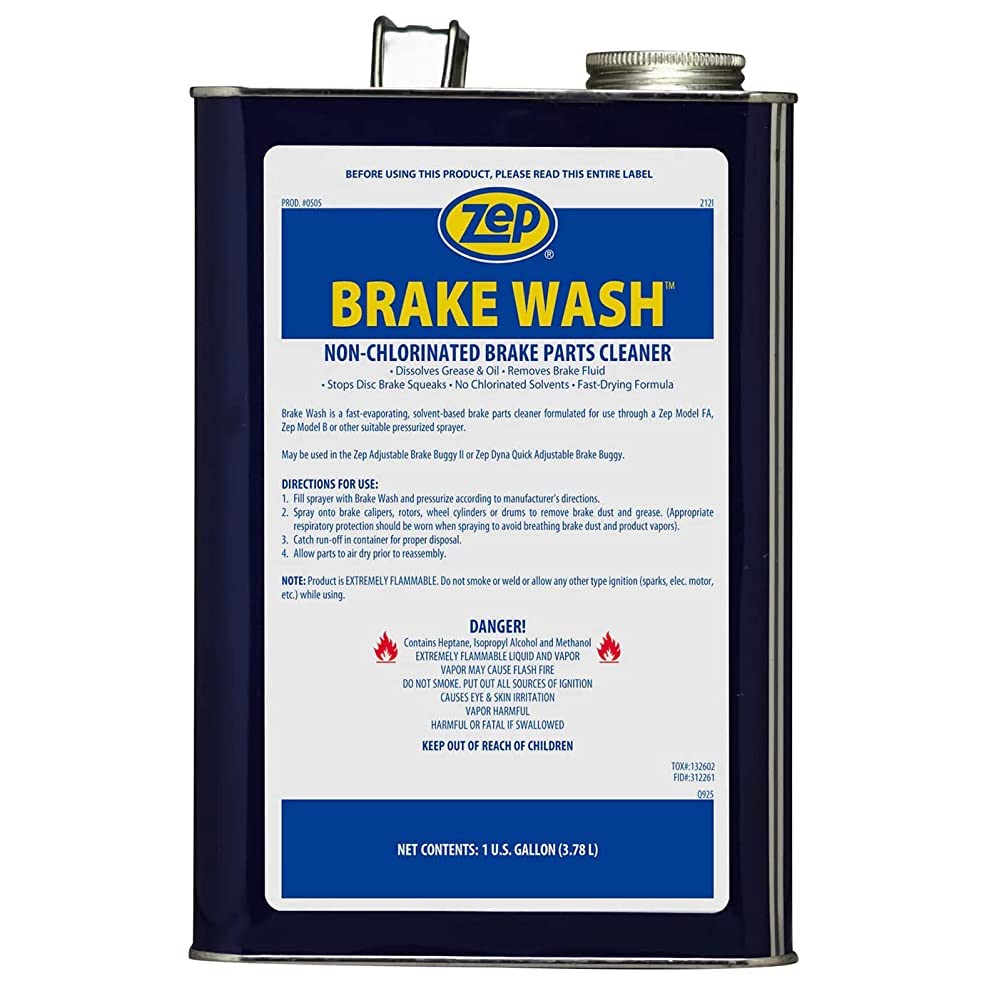 Zep Brake Wash Liquid Non-Chlorinated Brake Parts Cleaner - 1 Gallon (Case  of 4) - 50524 - Fast-Acting, Non-chlorinated, Liquid, Solvent degreaser  Designed for Cleaning Brake Parts 