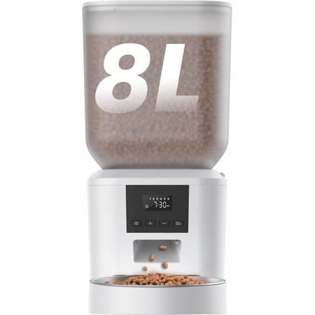 Automatic Dog Feeder - 8L/34 Cups Large Capacity Automatic Cat Food Dispenser with LCD Screen, Large Food Tray