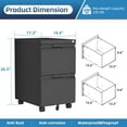 thumbnail image 3 of File Cabinet with Lock, 2 Drawer Mobile File Cabinet with Wheels, Metal Vertical File Cabinets for Home Office, Rolling Filing Cabinets Under Desk Storage for Letter/Legal/A4 Files, 3 of 18