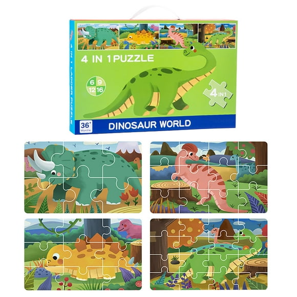 jovati 4 in 1 Puzzles Animals World 6/9/12/16 Piece Puzzles Difficulty Level Puzzles