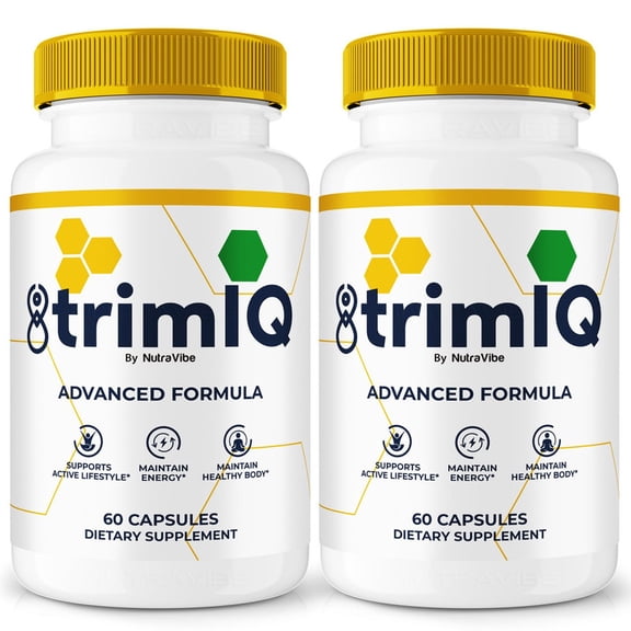 (2 Pack) TrimIQ – Natural Daily Pill Formula Designed to align with Fitness Goals, Support active Lifestyle & Body Balance | Just 2 Easy-to-Swallow Pills Daily (120 Capsules)