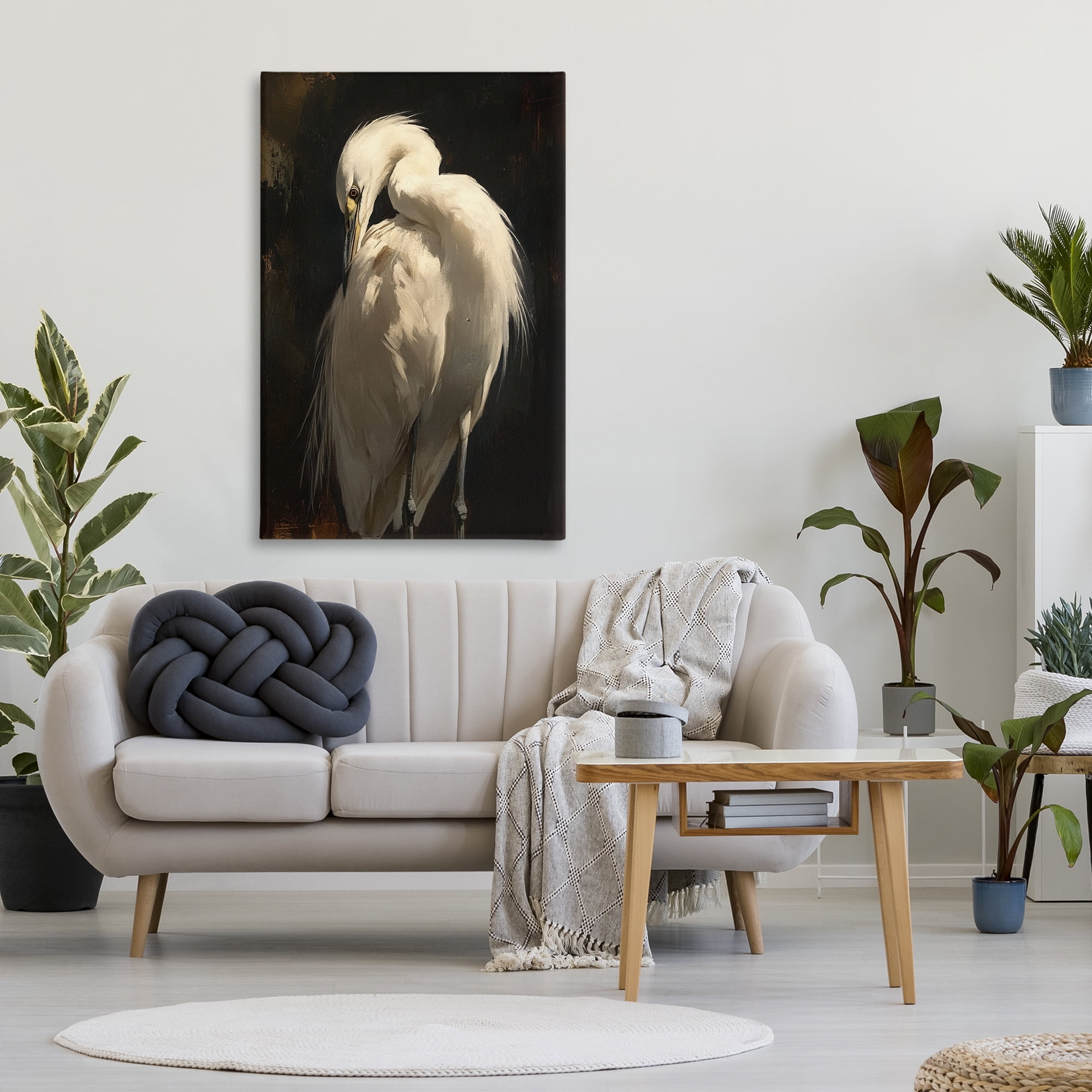 Stupell Industries Feathered Egret in Soft Light Canvas Wall Art, design by Petal Prints Design