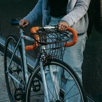 IBASETOY 1Pack Front Frame Basket Black Round Storage Basket for Bike Accessories