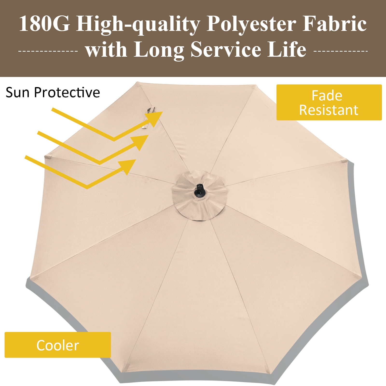 Patiojoy 10FT Patio Offset Umbrella 8 Ribs Cantilever Umbrella w/Crank for Poolside Yard Lawn Garden Beige