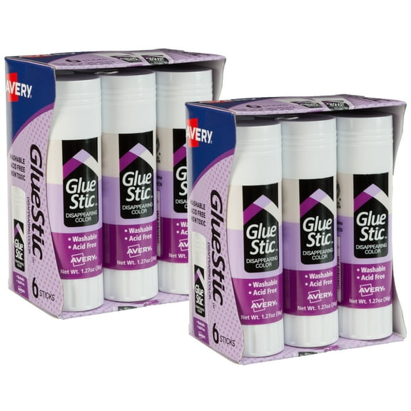 Avery Glue Stic, Disappearing Purple Glue Sticks, 1.27oz, 12 Total (10222)