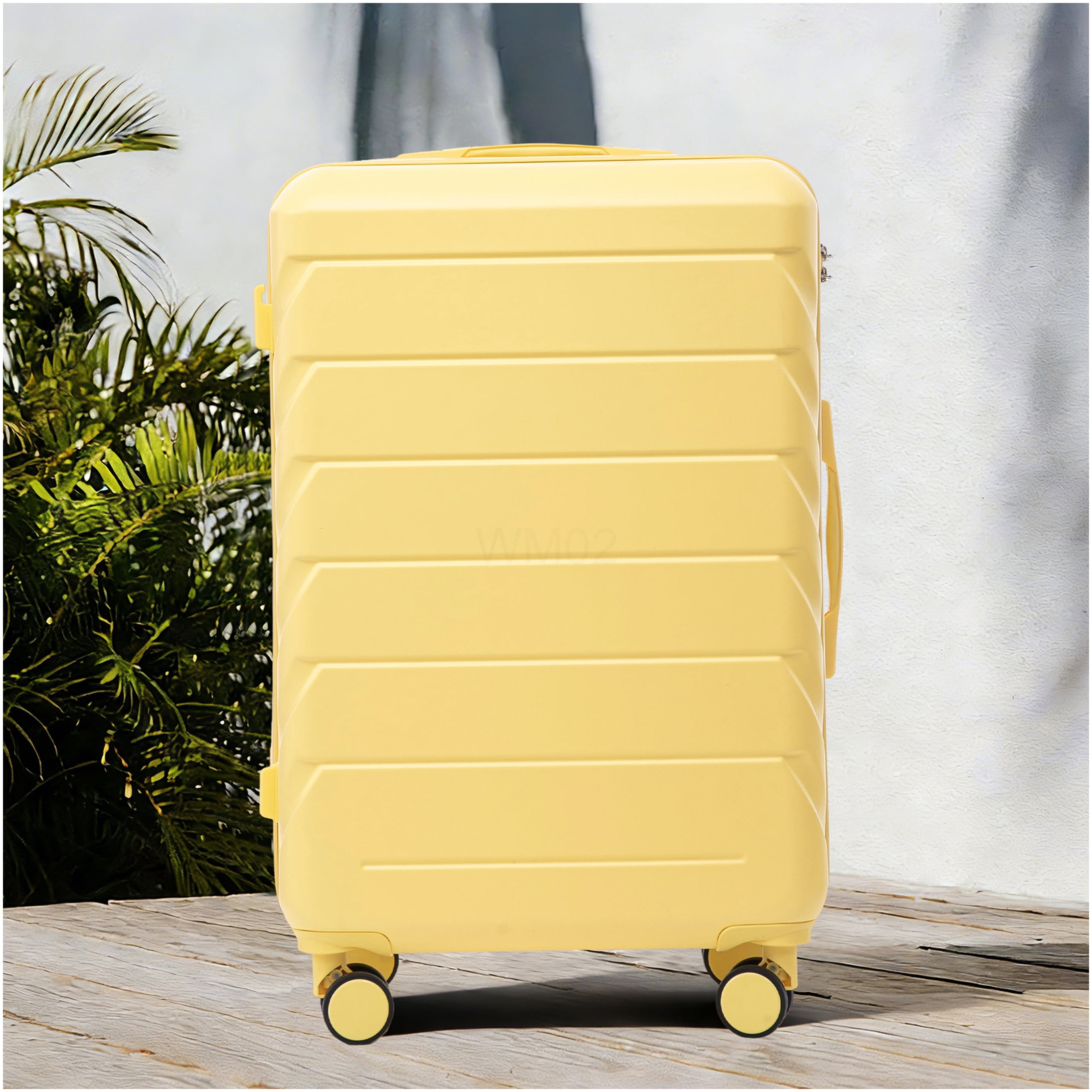 COSMOS 28 Inch Checked Luggage, Yellow ABS Hardside Spinner Suitcase with TSA Lock, Large Capacity for International Travel &; Vacations