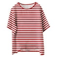 thumbnail image 4 of Spring Tops for Women Fashionable Wide Striped Casual T Shirt Short Sleeve Womens Shirts Red XXL, 4 of 4
