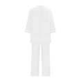 thumbnail image 5 of LADIGASU Women Summer Loose Casual Solid Color Cotton And Linen 3/4 Sleeved Tops+Pants Outwear Set, 5 of 8