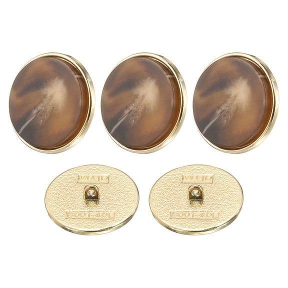 Uxcell 5pcs 40L Metal Pattern Round Sewing Buttons 25mm 1" Arrow Pattern Resin Craft Replacement Button for Sewing Clothing and DIY,  Dark Brown