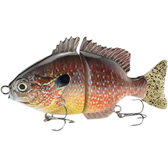 Tesyar Bluegill Jointed Glide Bait, Lifelike ABS Fishing Lure with Soft PVC Tail for Bass Trout Perch