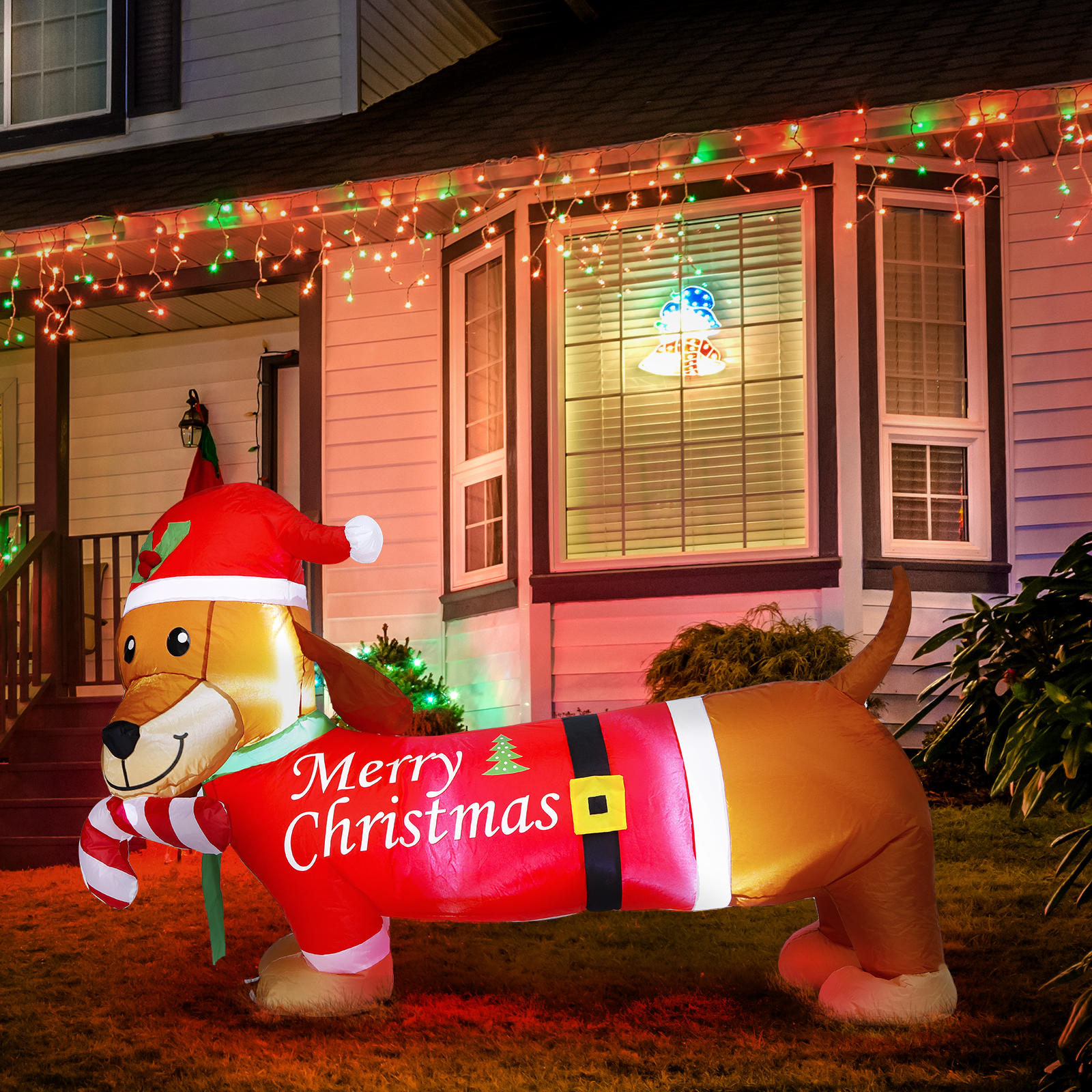 CITYLE 5FT Christmas Inflatables Outdoor Decorations, Blow Up Dachshund