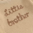 thumbnail image 6 of Drtj Little Brother Matching Outfits Letter Embroidery Knit Sweater Shirt Baby Boy Winter Warm Clothes, Light khaki, 3-6M, 6 of 12