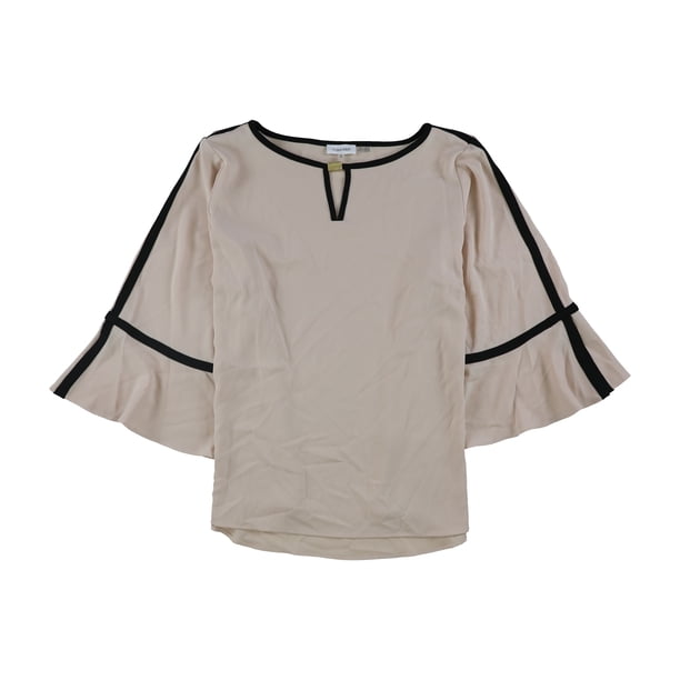 Calvin Klein Blusa con ribete en contraste para mujer, rosa, 1X