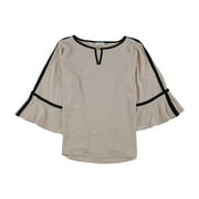 Calvin Klein Womens Contrast Trim Pullover Blouse Blush 3X