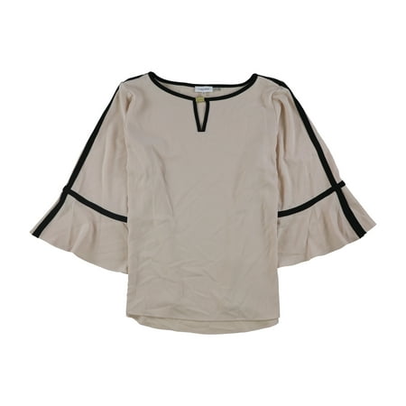 Calvin Klein Womens Contrast Trim Pullover Blouse Blush 3X
