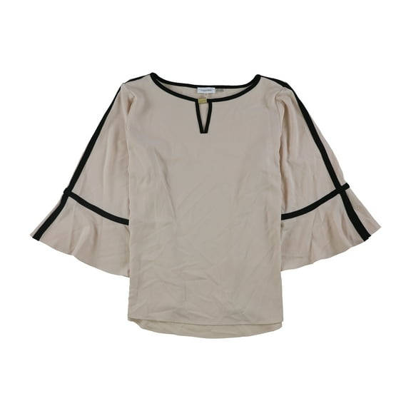 Calvin Klein Womens Contrast Trim Pullover Blouse Blush 3X