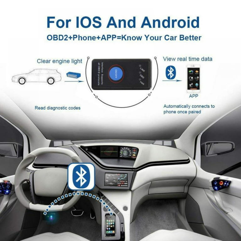 Bluetooth OBD2 OBDII Car Diagnostic Scanner Auto Fault Code Reader Tool  ELM327 - $7.46 - JacobsParts Inc