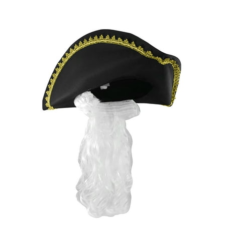 - Tricorn Tricorne Tri-Corn Hat With Hair George Washington Costume Accessory